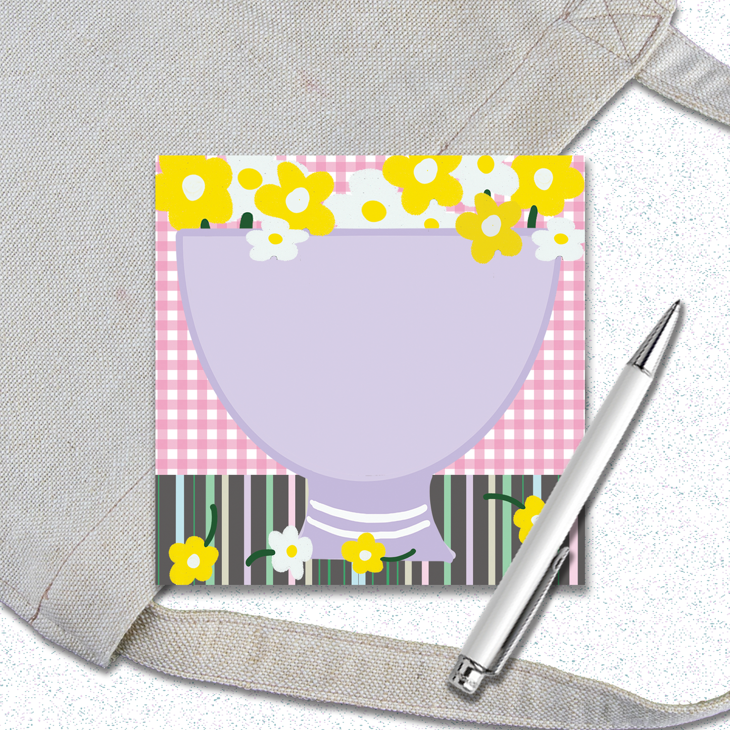 Notepad | Pocket Size Purple Floral Vase Memo Pad